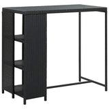 Vidaxl bartafel met opbergrek 120x60x110 cm poly rattan zwart