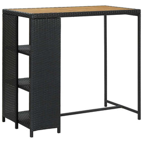 Vidaxl bartafel met opbergrek 120x60x110 cm poly rattan zwart