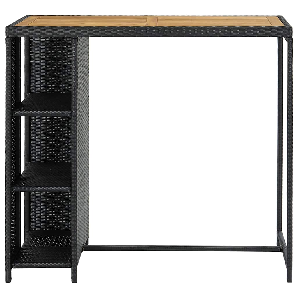 Vidaxl bartafel met opbergrek 120x60x110 cm poly rattan zwart
