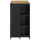 Vidaxl bartafel met opbergrek 120x60x110 cm poly rattan zwart