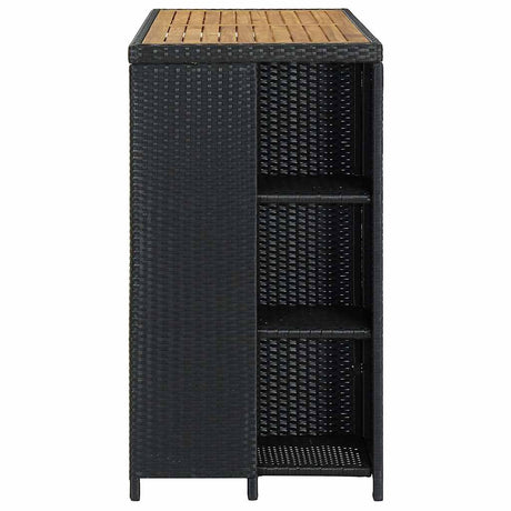 Vidaxl bartafel met opbergrek 120x60x110 cm poly rattan zwart