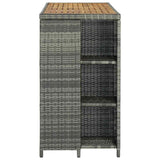 Vidaxl bartafel met opbergrek 120x60x110 cm poly rattan grijs