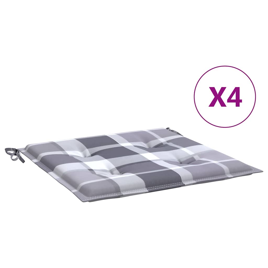 Vidaxl tuinstoelkussens 4 st 40x40x4 cm oxford stof ruitpatroon grijs