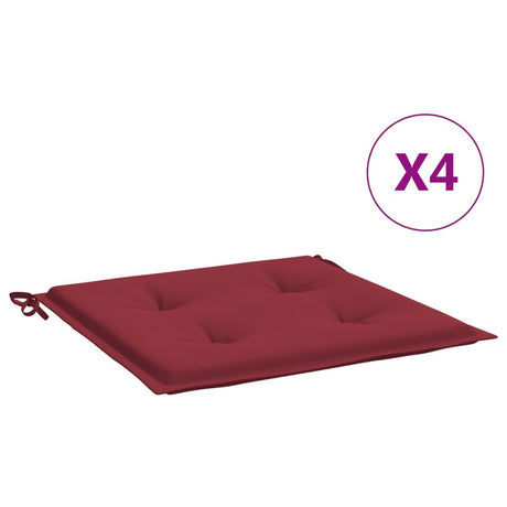 Vidaxl Gartenstuhl Kissen 4 ST 50x50x3 cm Oxford Stoff Wein rot
