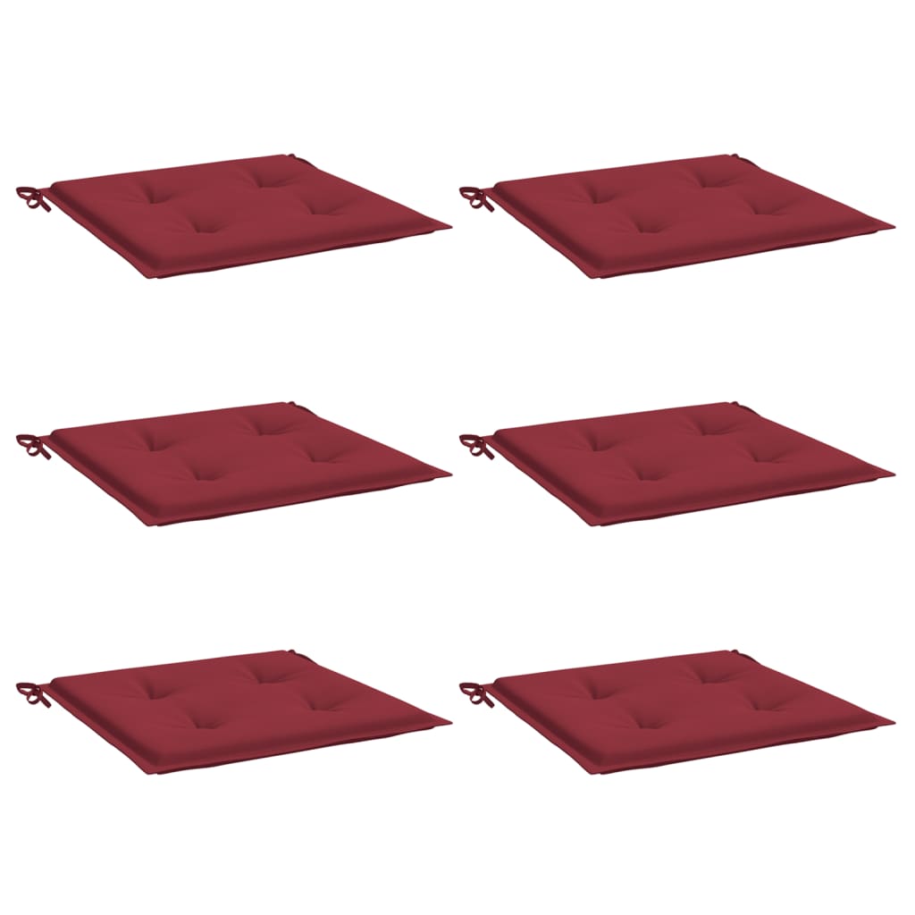 Vidaxl Gartenstuhl Kissen 6 ST 50 x 50 x 3 cm Oxford Stoff Wein rot
