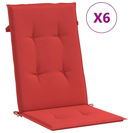 Vidaxl Gartenstuhl Kissen 6 St. hoher Rücken 120x50x3 cm Stoff rot