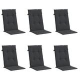 Vidaxl Gartenstuhlkissen 6 St. hoher Rücken 120x50x3 cm Stoff schwarz