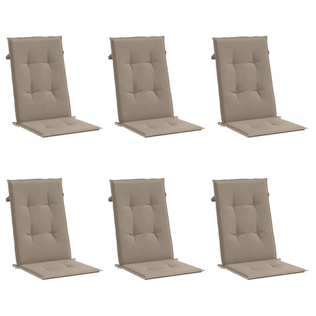 Vidaxl Gartenstuhlkissen 6 St. High Rücken 120x50x3 cm Stofftaupe