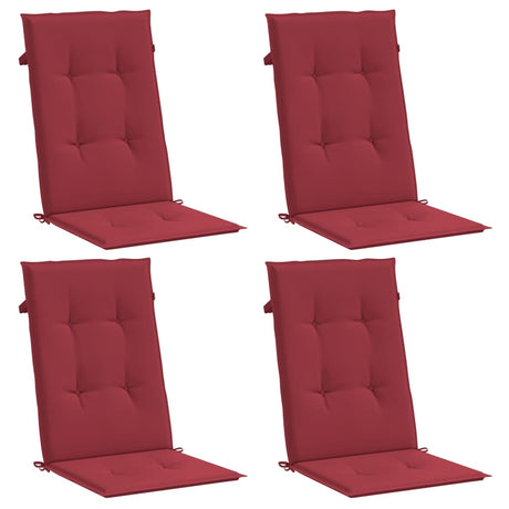 Vidaxl Gartenstuhl Kissen 4 St. hoher Rücken 120x50x3 cm Stoff Wein rot