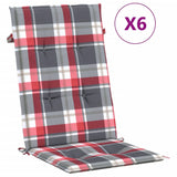 Vidaxl Gartenstuhlkissen 6 Stcs 120x50x3 cm Stoff Diamantmuster rot