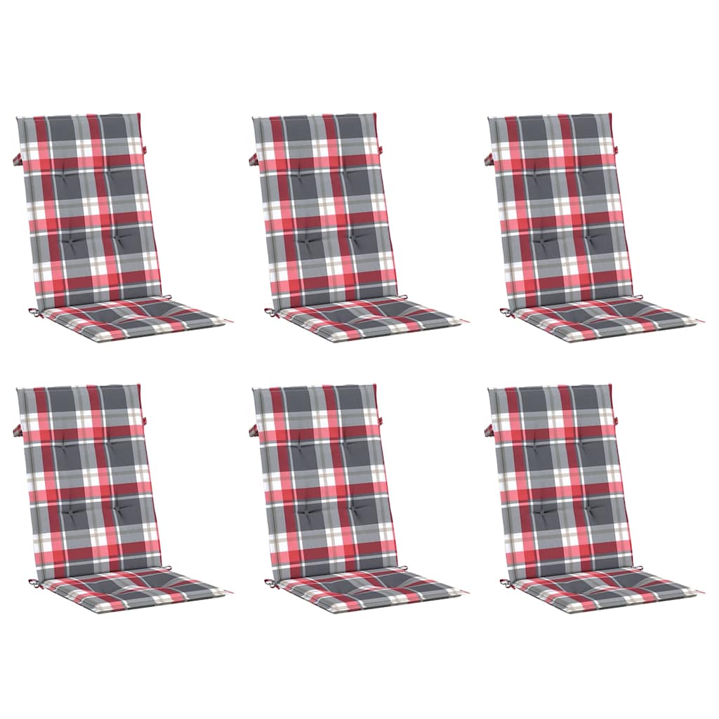 Vidaxl Gartenstuhlkissen 6 Stcs 120x50x3 cm Stoff Diamantmuster rot