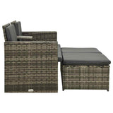 Vidaxl 3-delige loungeset met kussens poly rattan grijs