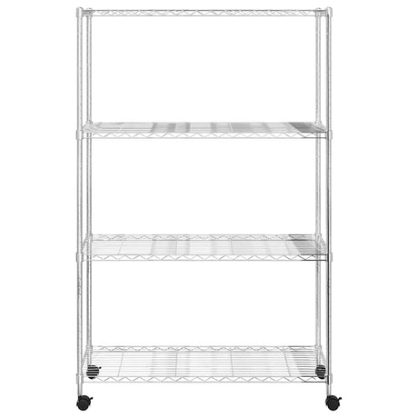 VIDAXL-Speicher 4-Schicht mit Rädern 200 kg 90x35x142 cm chromfarben