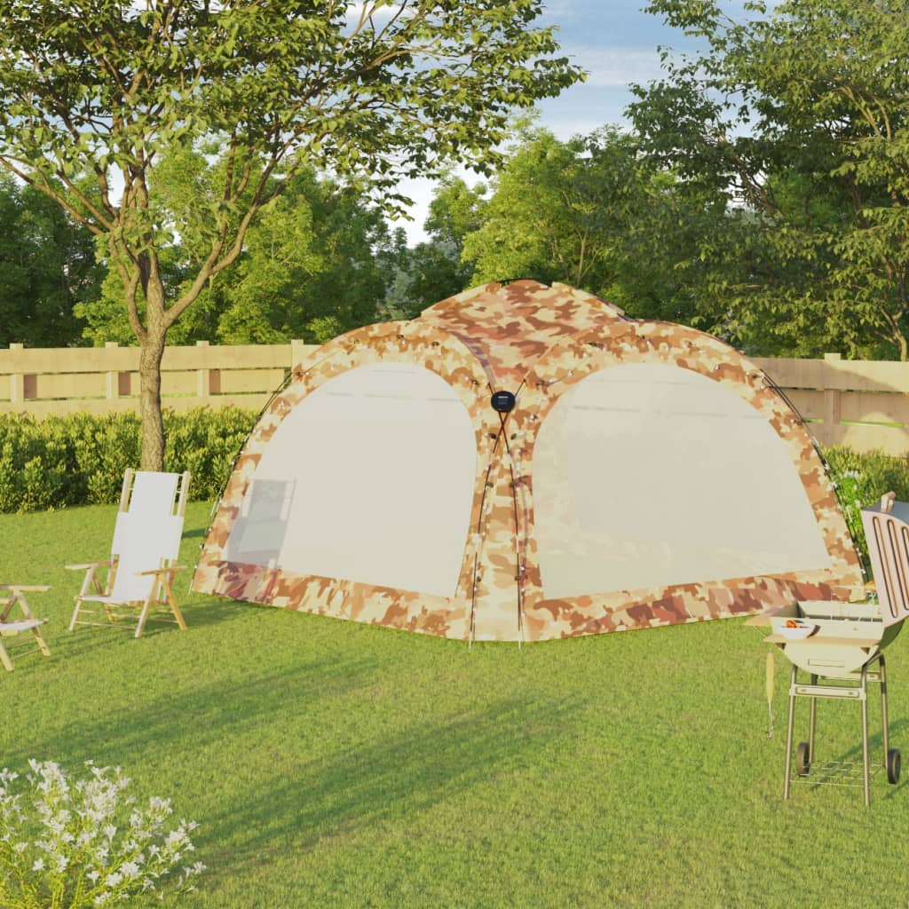 VIDAXL -Partyzelt mit LED- und 4 Seitenwänden 3.6x3.6x2,3 M Tarnung