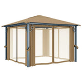 Vidaxl -Laube mit Vorhang 300 x 300 cm Aluminium Taupe