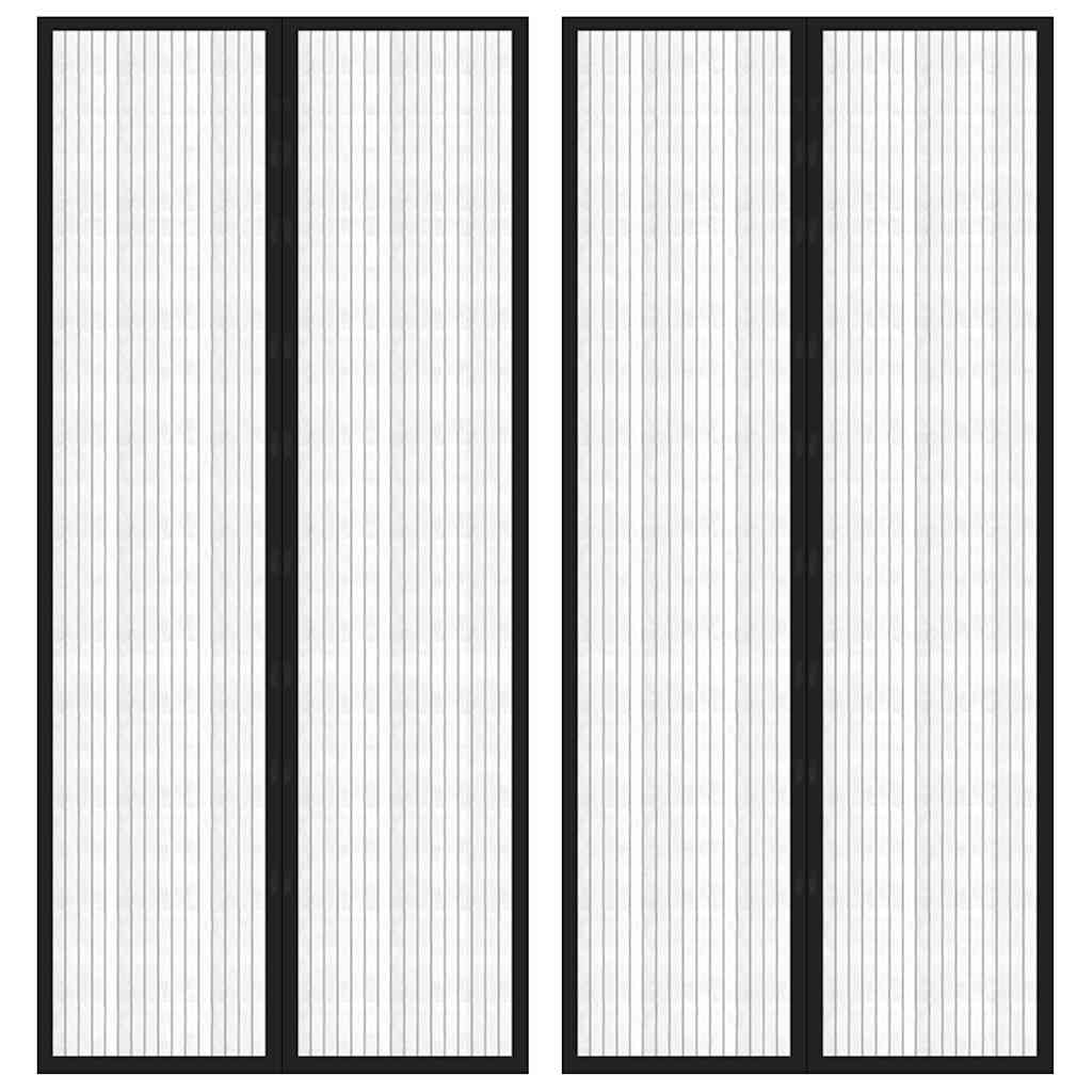 Vidaxl Insektentürvorhänge 2 PCs Magnetisch 210 x 90 cm schwarz