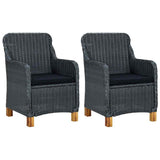 Vidaxl tuinstoelen 2 st met kussens poly rattan donkergrijs