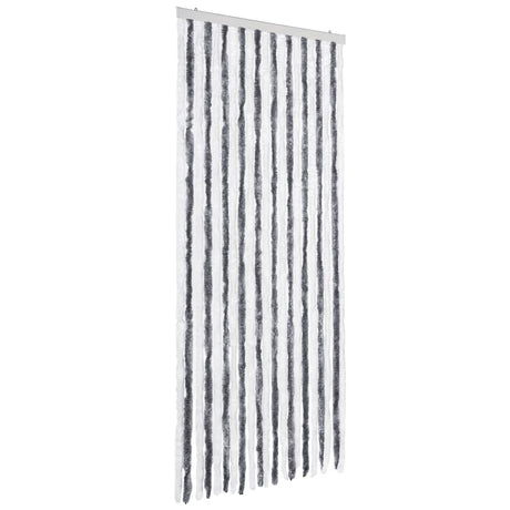 Vidaxl Fly Vorhang 90x200 cm Chenille grau und weiß