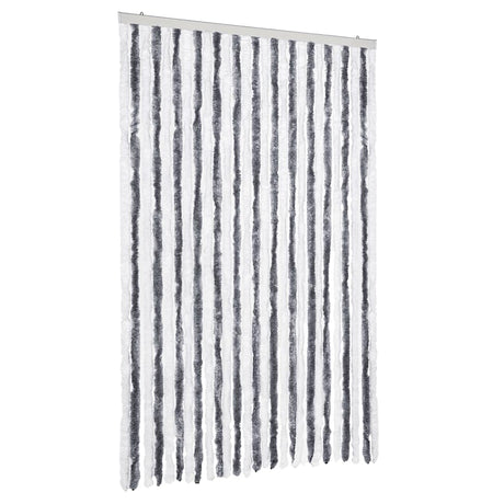 Vidaxl Fly Vorhang 118x220 cm Chenille grau und weiß