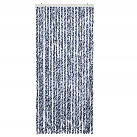 Vidaxl Fly Vorhang 90x200 cm Chenille Blau und Weiß