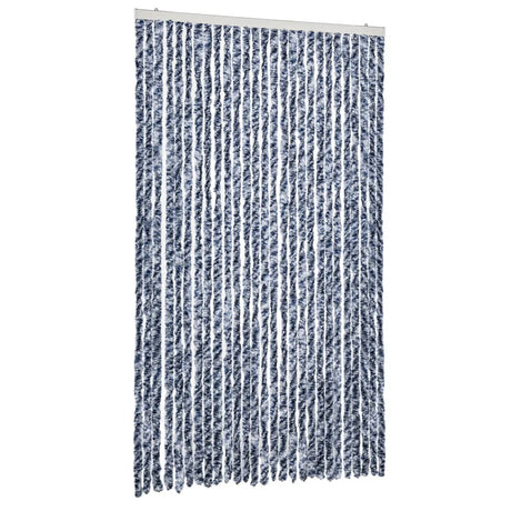 Vidaxl Fly Vorhang 118x220 cm Chenille Blau und Weiß