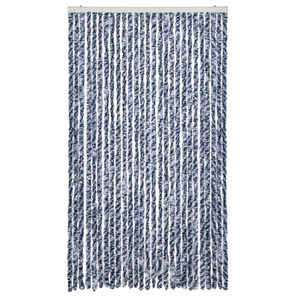 Vidaxl Fly Vorhang 118x220 cm Chenille Blau und Weiß