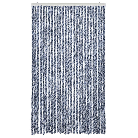 Vidaxl Fly Vorhang 118x220 cm Chenille Blau und Weiß