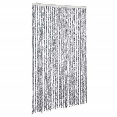 Vidaxl Fly Vorhang 118x220 cm Chenille weiß und grau