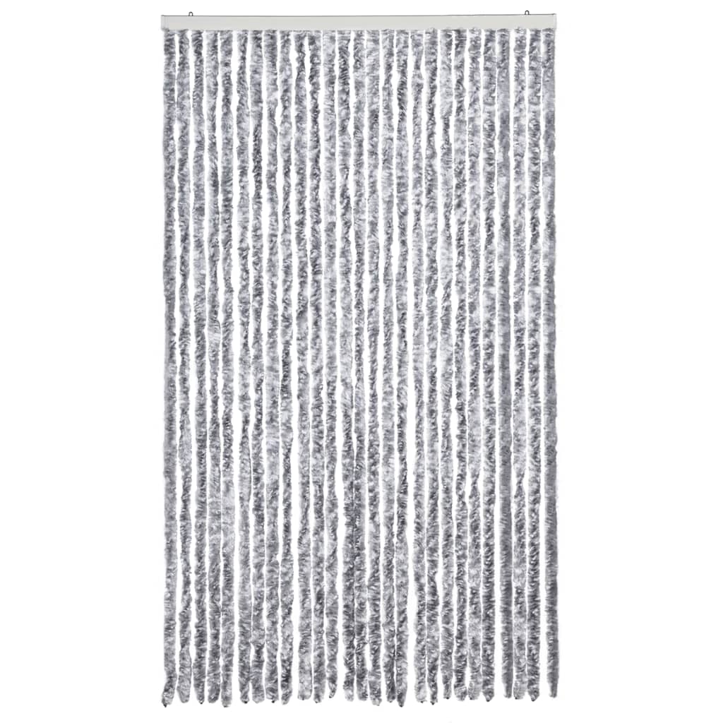Vidaxl Fly Vorhang 118x220 cm Chenille weiß und grau