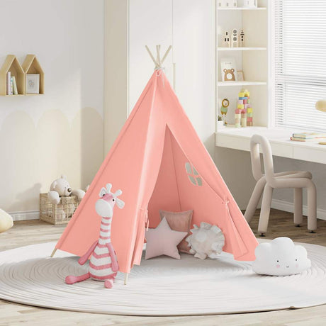 Vidaxl kindertipitent met tas 120x120x150 cm peachskin roze