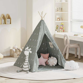 Vidaxl kindertipitent met tas 115x115x160 cm polyester grijs