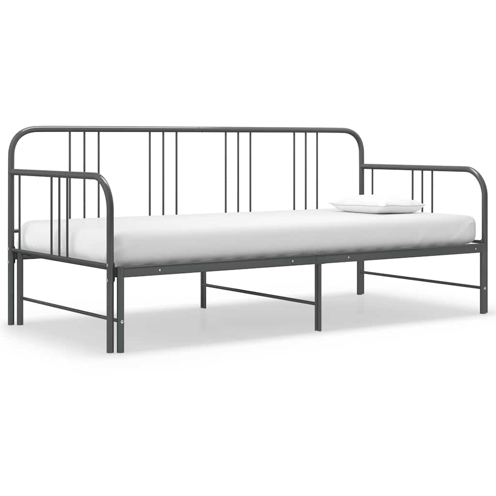 Vidaxl slaapbankframe uittrekbaar metaal grijs 90x200 cm