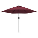 Vidaxl -Parasol mit LED -Beleuchtung und Stahlpol 300 cm Bordeaux rot