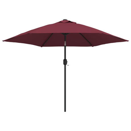 Vidaxl -Parasol mit LED -Beleuchtung und Stahlpol 300 cm Bordeaux rot