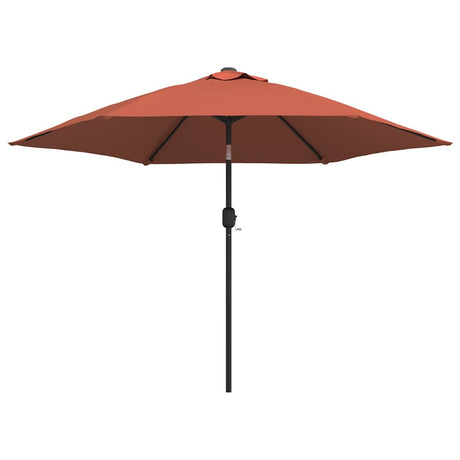 Vidaxl -Parasol mit LED -Beleuchtung und Stahlstast 300 cm Terrakotta