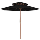 Vidaxl Parasol Double Decker mit Holzstange 270 cm Schwarz