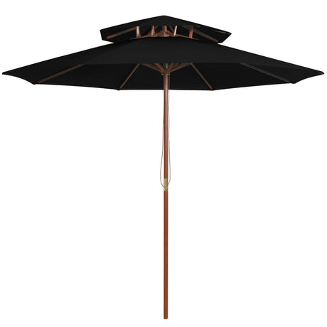 Vidaxl Parasol Double Decker mit Holzstange 270 cm Schwarz