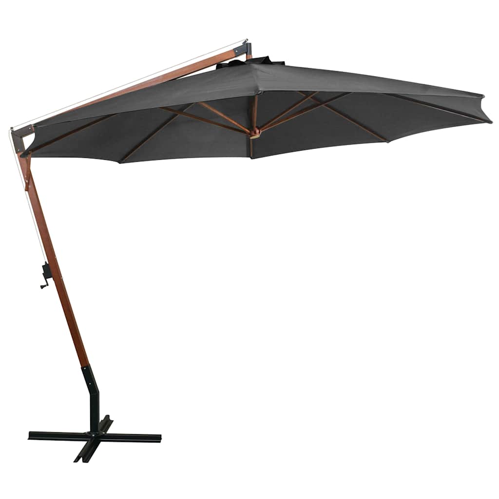 Vidaxl -schwimmendes Parasol mit Pole 3,5x2,9 m Festkiefer Anthrazit