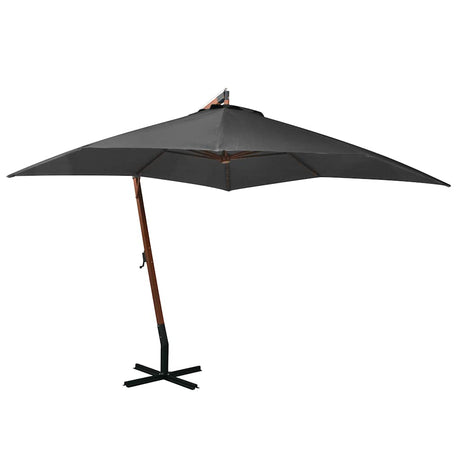 Vidaxl -schwimmendem Parasol mit Pole 3x3 M fester Kiefern -Holz -Anthrazit -gelöscht