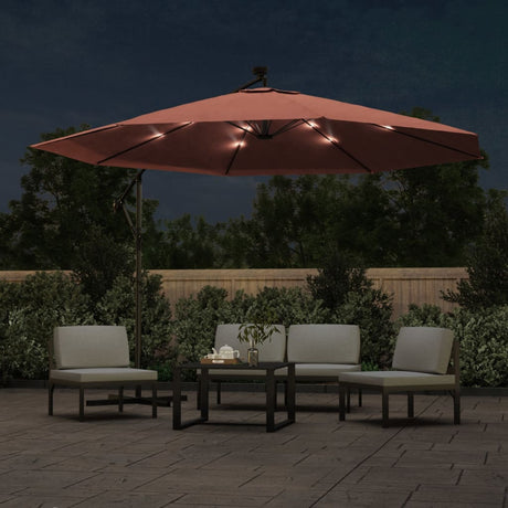 Vidaxl-schwimmendes Parasol mit LED-Beleuchtung 350 cm Terrakotta-Farben