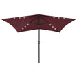 Vidaxl -Parasol mit LEDs und Stahlpol 2x3 M Bordeaux rot