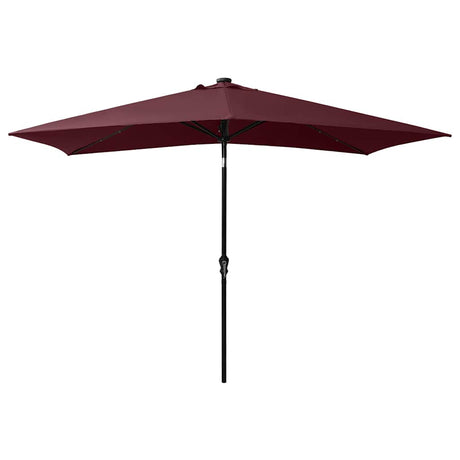 Vidaxl -Parasol mit LEDs und Stahlpol 2x3 M Bordeaux rot