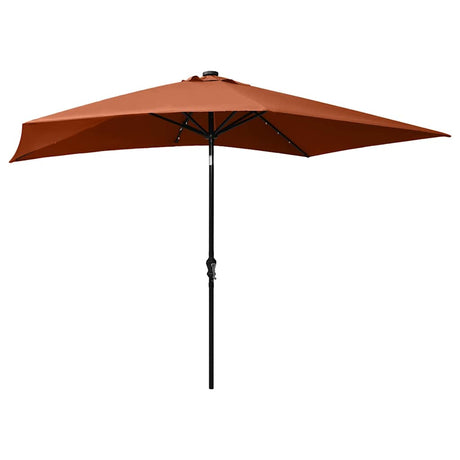 VIDAXL -Parasol mit LEDs und Stahlstast 2x3 M Terrakotta -ausgelöst