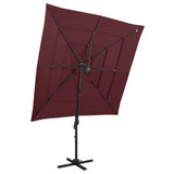 Vidaxl Parasol 4-Schicht mit Aluminiumpol 250x250 cm Burgunderrot