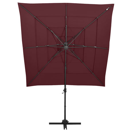 Vidaxl Parasol 4-Schicht mit Aluminiumpol 250x250 cm Burgunderrot