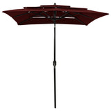 Vidaxl Parasol 3-Schicht mit Aluminiumpol 2x2 M Bordeaux Rot