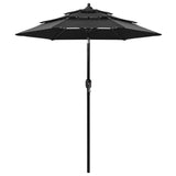 Vidaxl Parasol 3-Schicht mit Aluminiumpol 2 m schwarz