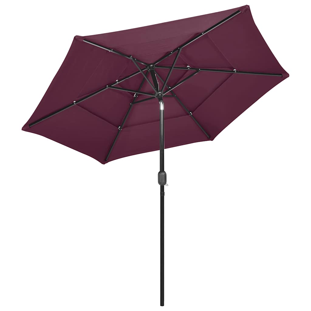 Vidaxl Parasol 3-Schicht mit Aluminiumpol 2,5 m Burgundyrot