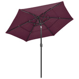 Vidaxl Parasol 3-Schicht mit Aluminiumpol 2,5 m Burgundyrot