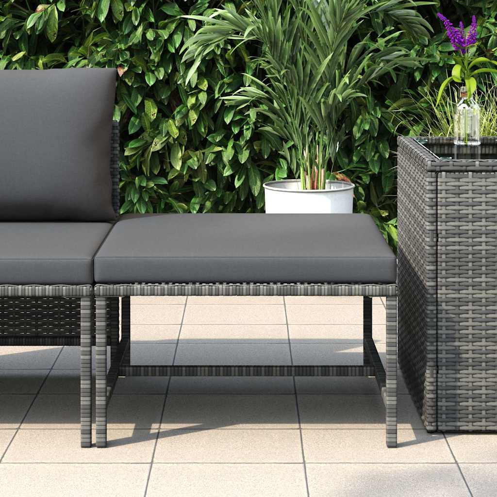 Vidaxl voetensteun sectioneel met kussen poly rattan grijs